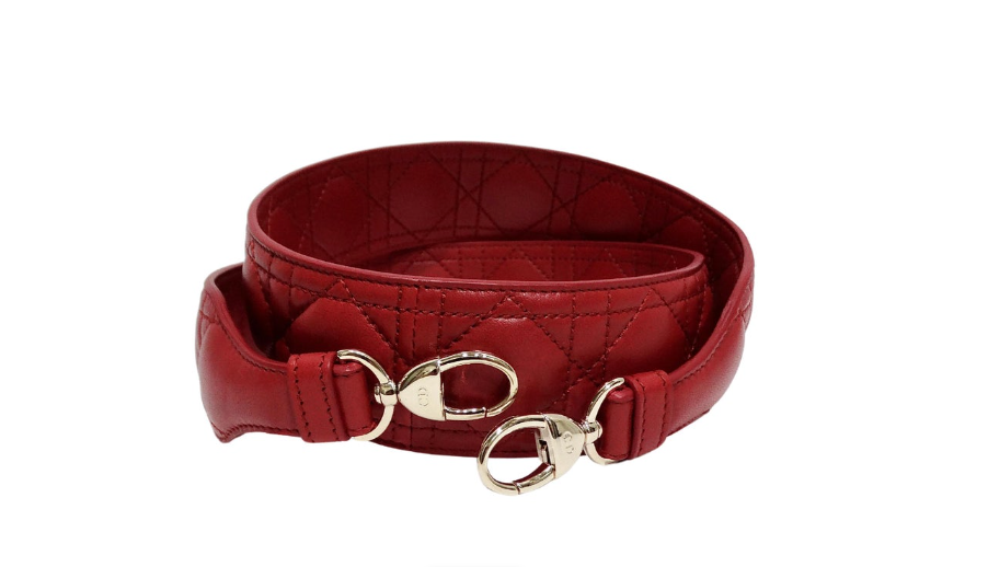 Christian Dior Lady Dior Red Leather Bag Strap