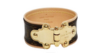 Louis Vuitton Two-Toned Leather Monogram Bracelet With Gold Hardware