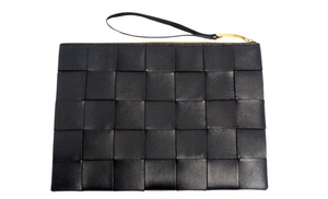 Bottega Veneta Black Intreccio Leather Wrist Pouch