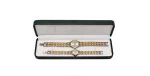 Tennis His & Her Wristwatch Set Geneva Quartz Two-Tone Gold and Silver Plated