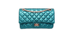 Chanel 2008 Reissue 2.55 Mademoiselle Metallic Turquoise Leather Shoulder Bag