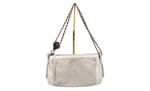 Chanel Circa 2004 Perforated White Leather Pulley Shoulder Bag