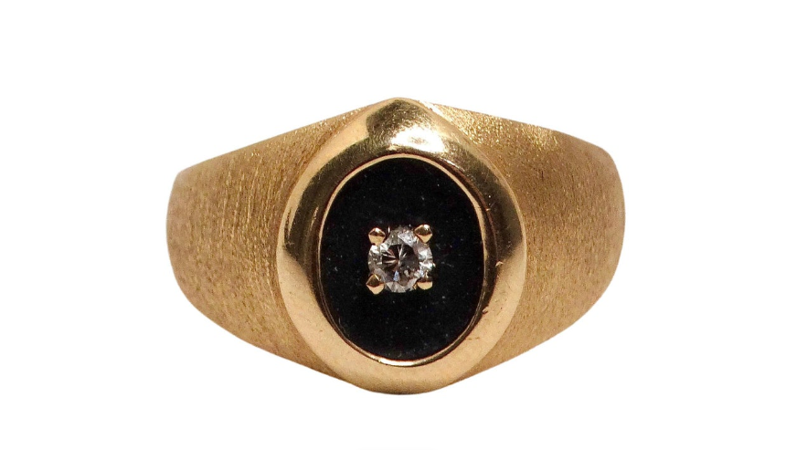 14k Yellow Gold European Cut Natural Diamond Cocktail Ring Circa 1950s