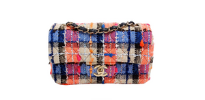 Chanel 2019 Mini Rectangular Tweed Blue Orange Pink Flap Bag