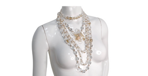 Chanel 5 Layered Pearl Beaded Flower Motif Necklace