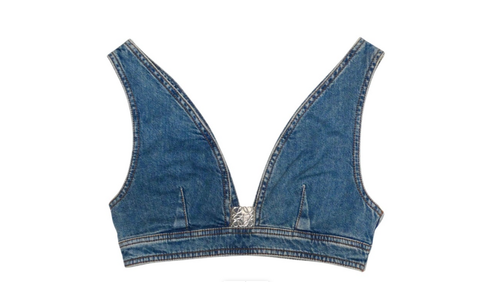 Loewe Paula Ibiza's Anagram Denim Bustier Crop Top