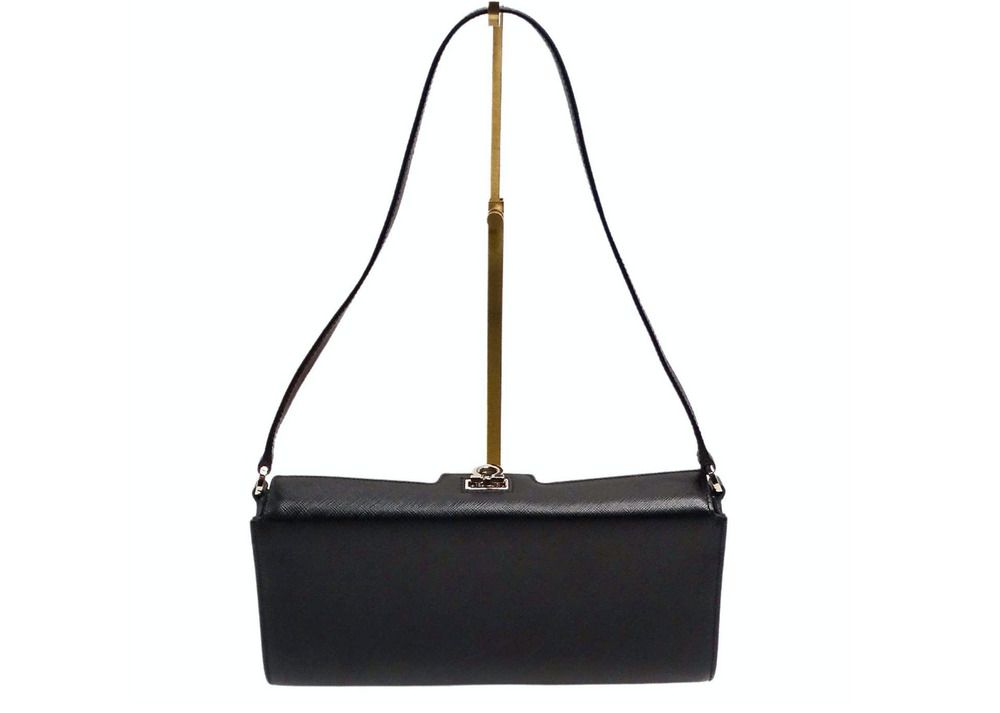 Salvatore Ferragamo Saffiano Black Leather Shoulder Bag