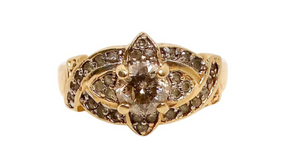 Victorian 1920s Custom Made Diamond and 10k Yellow Gold Ring