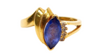 Blue Sapphire & 4 Diamond Vintage 14k Gold Ring