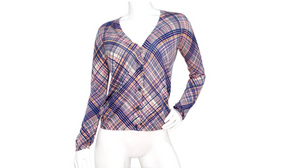 Prada Pink & Navy Blue Plaid Cardigan