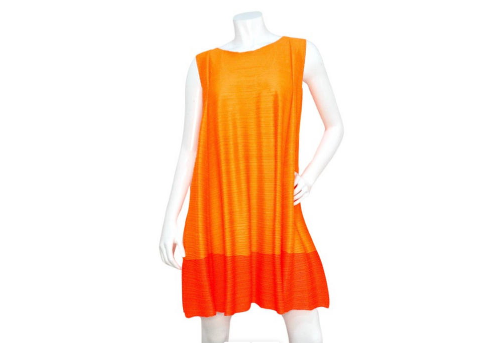 Issey Miyake 1990s Pleats Please Sunset Color-Block Babydoll Dress