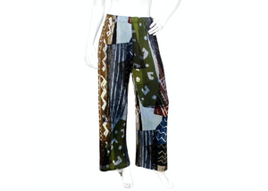 Issey Miyake 1990s Pleats Please Abstract Multicolor Pleated Print Pants