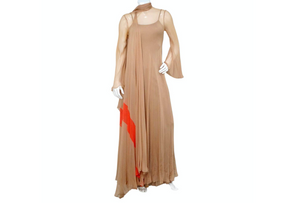 Fiandaca Couture Vintage 1960s Sheer Tan Angel Wing Dress With Slip