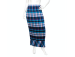 Issey Miyake 1990s Blue and Purple Plaid Print Pleated Maxi Skirt