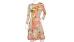 Bessi 1960s Multi-Color Groovy Floral Print Midi Dress With Belt