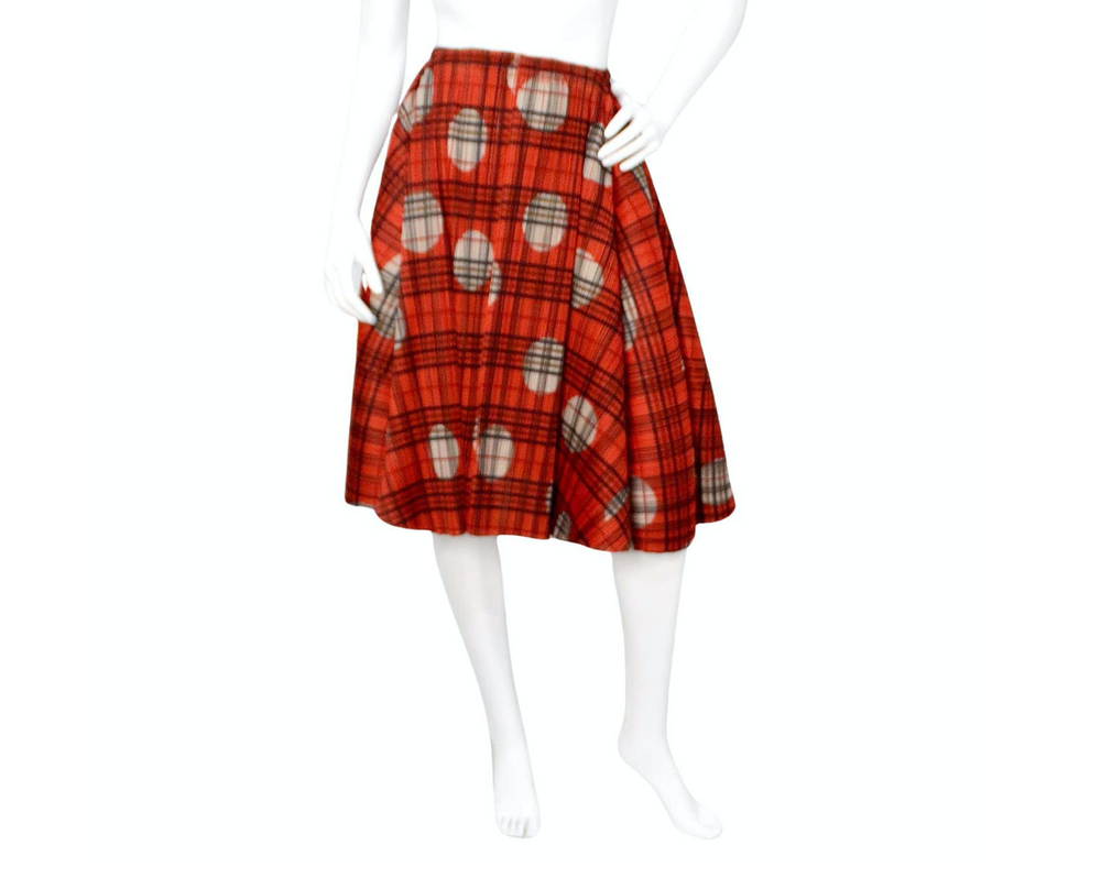 Issey Miyake 1990s Pleats Please Plaid & Polka-dot Pleated Skirt