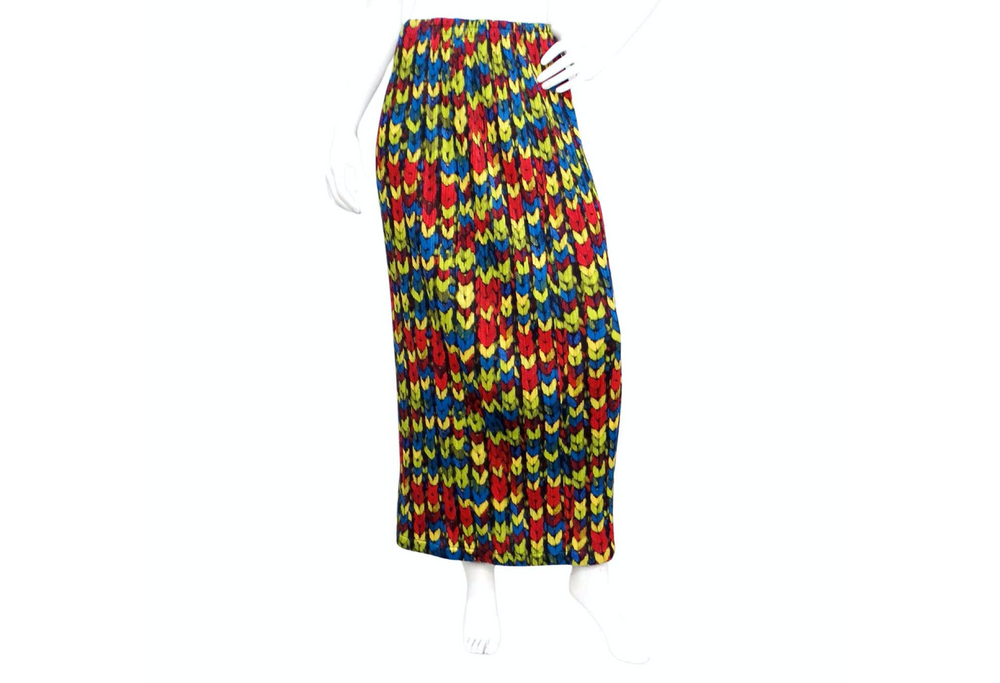 スカート Issey Miyake 97ss Pleats skirt gradation Issey Miyake 1990s Pleats Please Multicolor Pattern Print