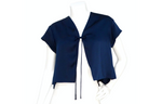 Yves Saint Laurent 2008 Navy Silk Tie Cropped Blouse