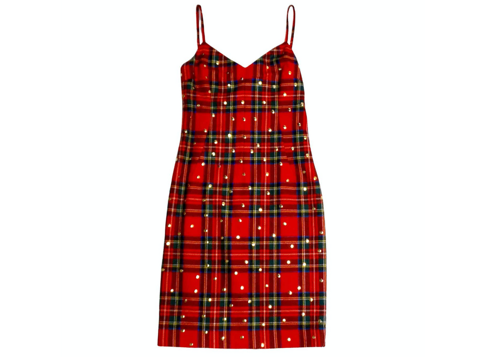 Dolce & Gabbana Red Plaid Studded Wool Dress Vintage by Misty Dolce & Gabbana Red Plaid Studded Wool Dress Vintage by Misty