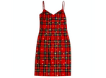 Dolce & Gabbana Red Plaid Studded Wool Dress