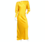 Emanul Ungaro Vintage 1970s Yellow Polka-dot Draped Silk Gown