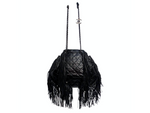 Chanel 2014 Paris-Dallas Black Quilted Lambskin Drawstring Fringe Bucket Bag