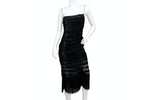 Moschino 1990s Couture Black Sequins Sheer Sleeveless Dress with Fringe