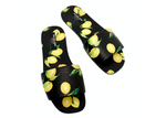 Michael Kors Collection Lemon Print Leather Delphine Slides