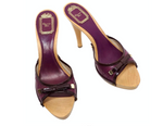 Christian Dior Y2K Purple Leather & Wooden Heeled Sandals