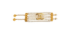 Chanel Gold Plated CC & Button Detail 6-Strand Pearl Bracelet