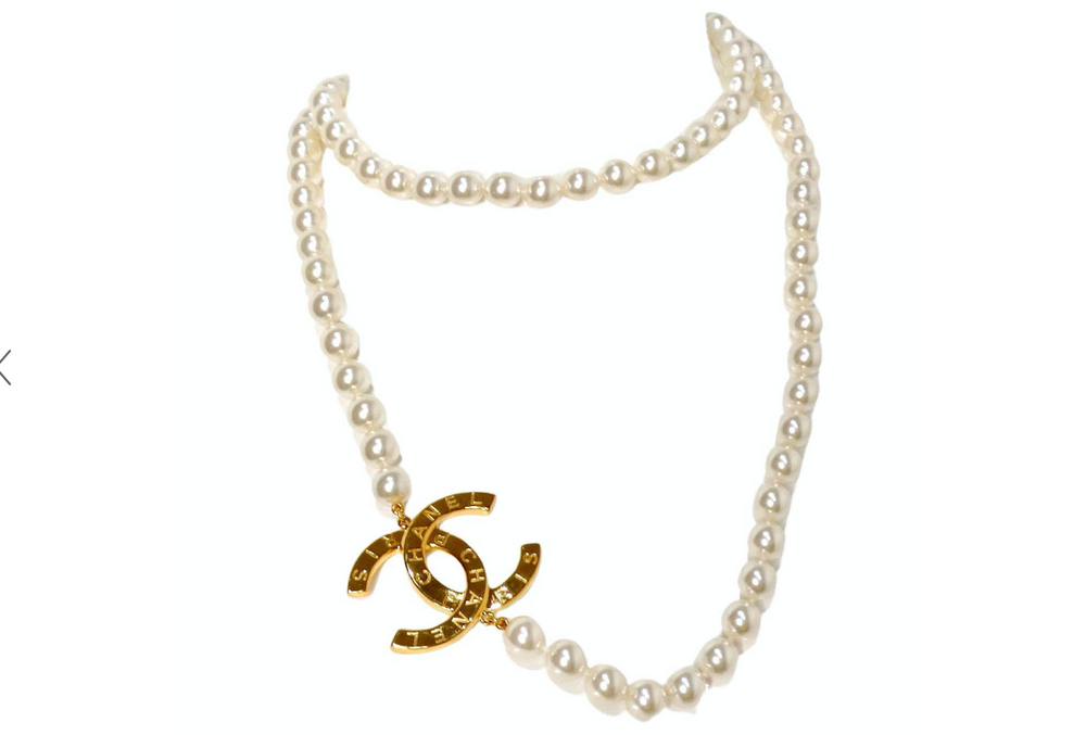 Chanel Double CC & Pearl Strand Necklace