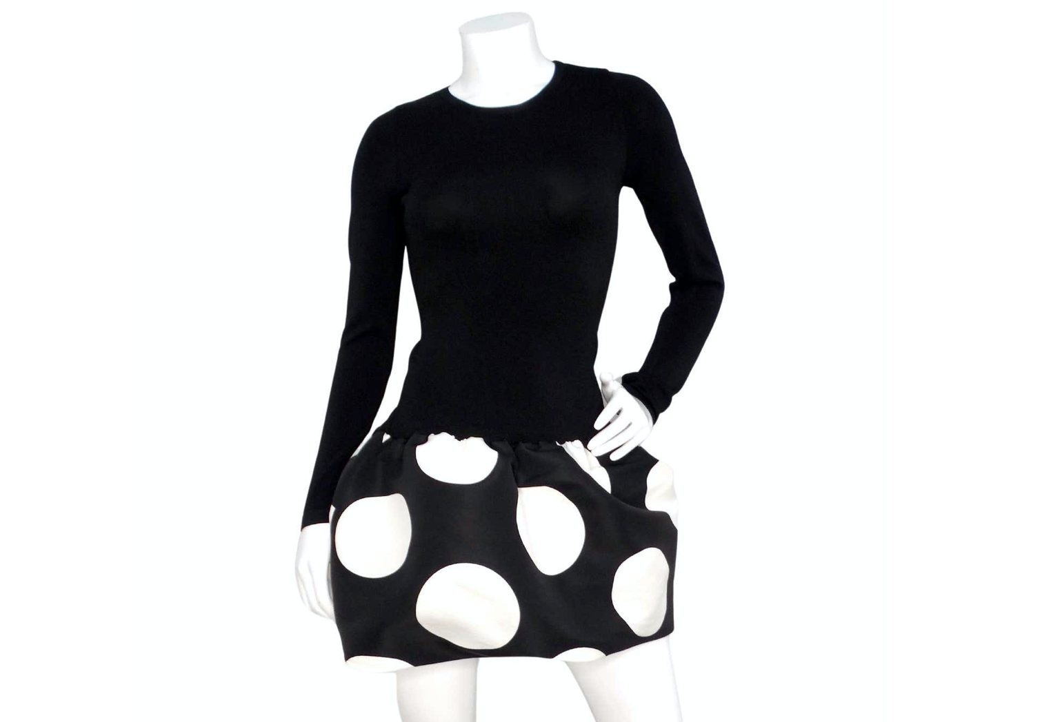 スカート Moschino Flared white skirt with polka dots Collezione 02