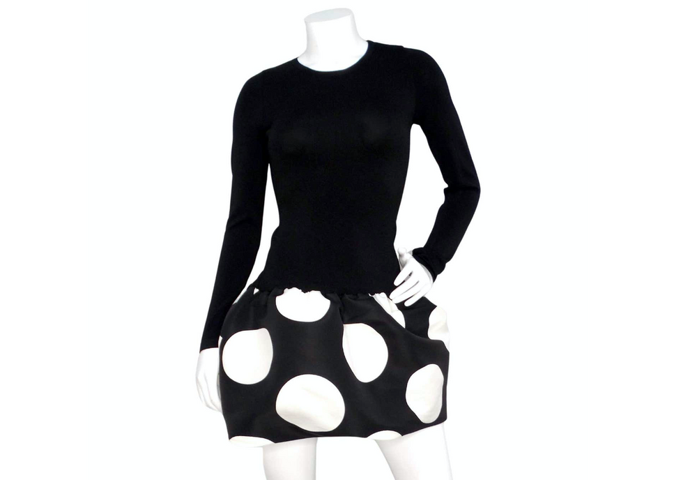 Moschino Black & White Polka Dot Bubble Skirt Long-sleeve dress