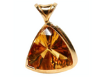 Honey Citrine Trillion 14k Gold Slide Pendant