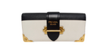 Prada Calf Saffiano Leather East-West Clutch With Chain Strap