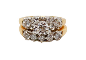 Art Deco European Cut Diamond & 14k Yellow Gold Cluster Ring