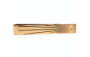 Tiffany & Co. 14K Gold Tie Clip With Diamond & Engravings