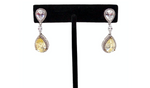 Yellow Synthetic Diamonds & Sterling Silver Tear Drop Earrings