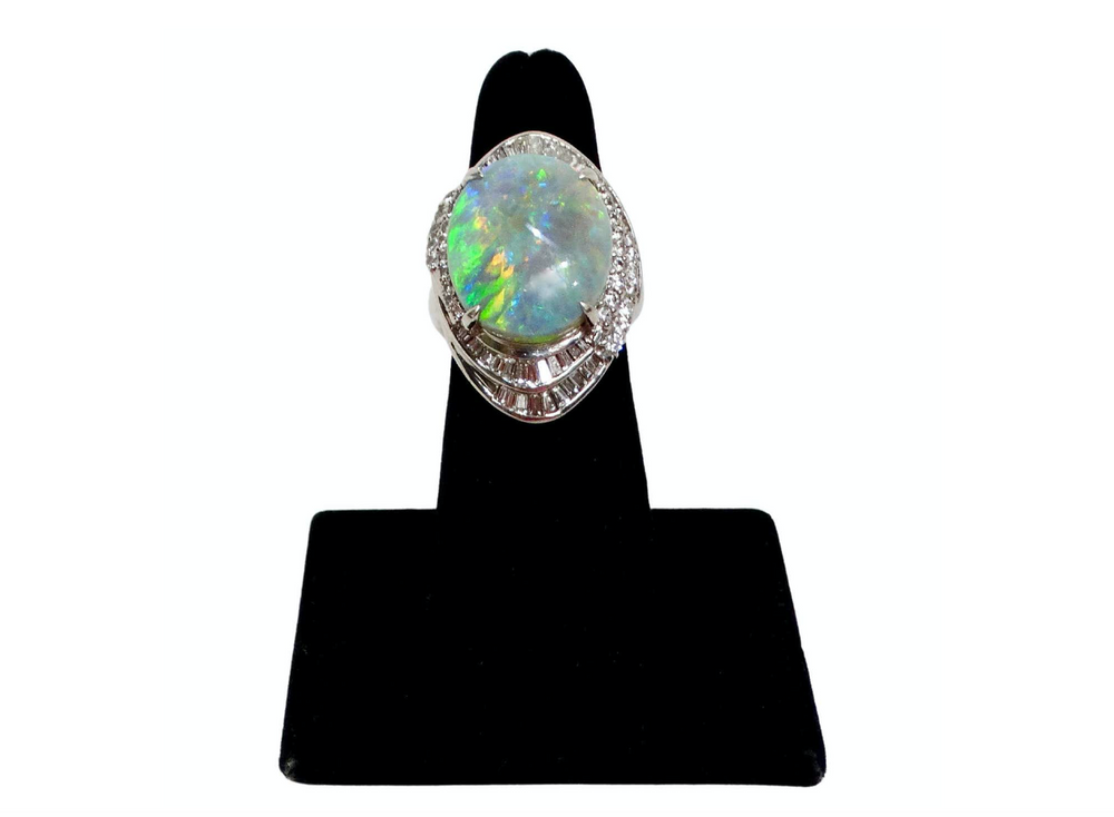 Australian Opal & Diamonds Platinum Cocktail Ring