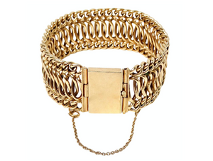 1950s French 14k Yellow Gold Woven Chain Bracelet