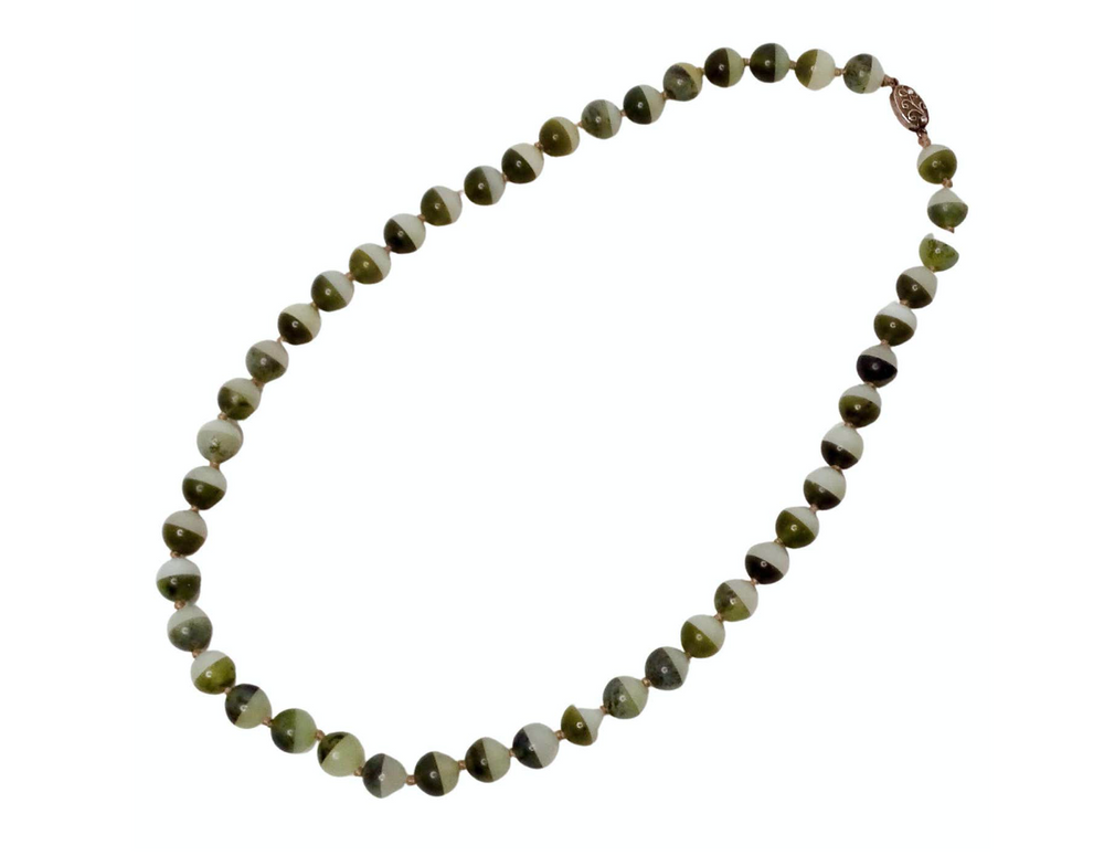 Two-Tone Jade & Sterling Silver Beaded Necklace