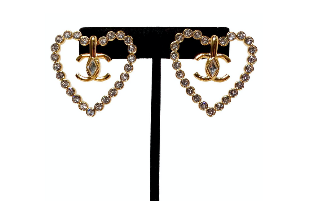 Chanel Cruise 2022/23 Crystal & Gold Plated CC Earrings