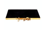 Jimmy Choo Black Suede Celeste Crystal Logo Clutch