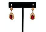 1980s Victorian Style Garnet 14k Gold Drop Earrings