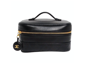 Chanel 1990s Black Quilted Lambskin Vanity Case