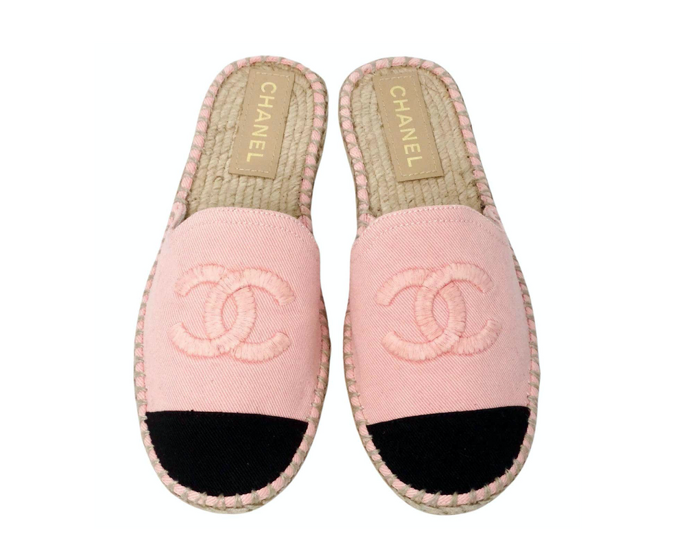Chanel pink mesh espadrilles shop