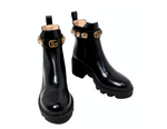 Gucci Black Calfskin Leather Chelsea Ankle Boots With Jewels