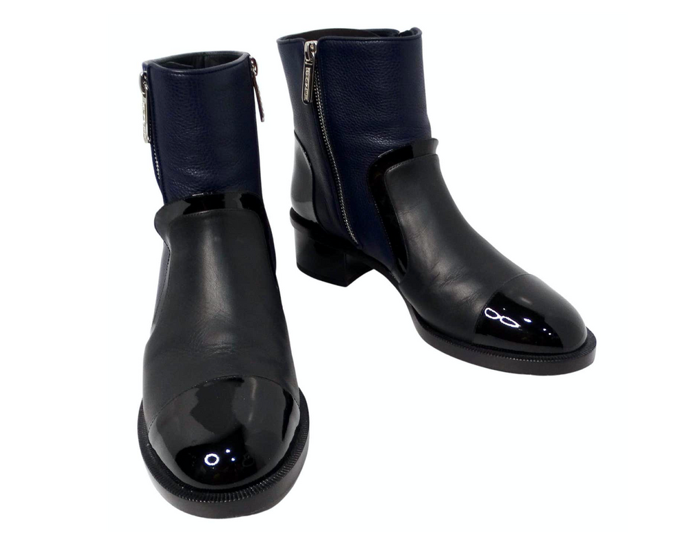 Chanel leather ankle boots on sale