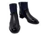 Chanel Navy Blue & Black Leather Interlocking CC Logo Ankle Boots