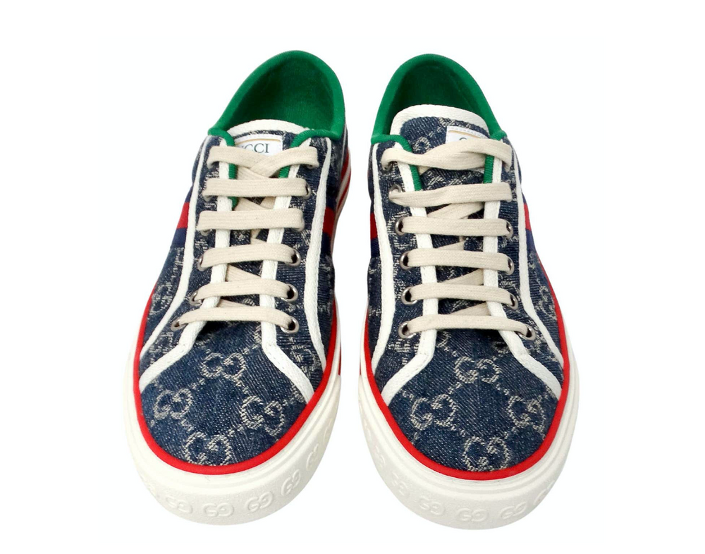 Gucci Denim Monogram Web 1977 Tennis Blue Sneakers